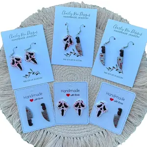 Handmade Ghost Face Inspired Horror Earrings - Fashion Accessory