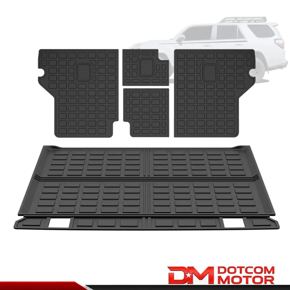 TPE Trunk Cargo Liner With Backrest Mats Set Waterproof Fit For 10-24 Toyota 4Runner 5-Seat  Heavy Duty All Weather  Rear Seat Protection