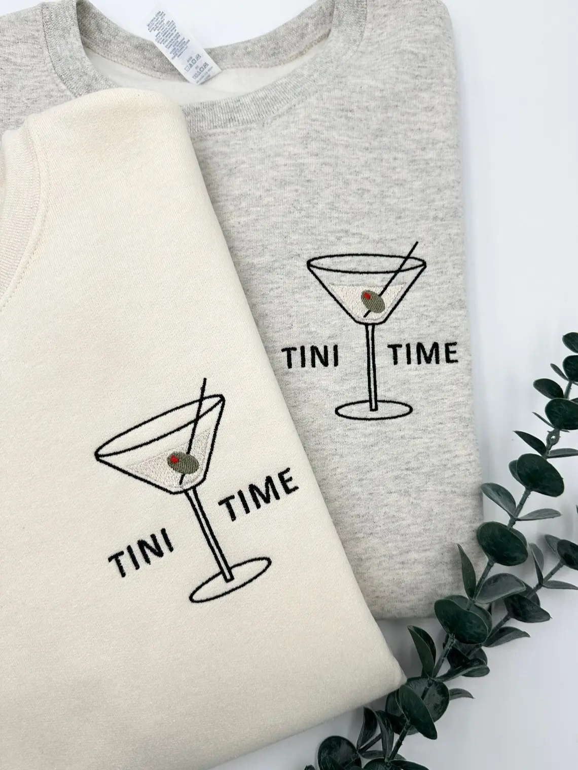 Martini Sweatshirt, Embroidered Martini Sweater, Tini Time, Martini Time, Birthday Gift for Her, Martini Lover Gift, Social Club Sweatshirt