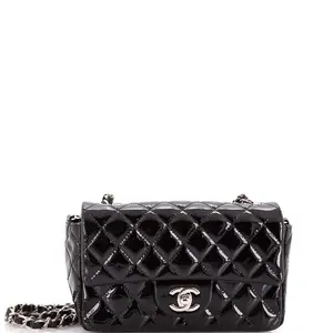 Pre-owned CHANEL material Messenger Bags Classic Single Flap Bag Quilted Patent Mini by Rebag
