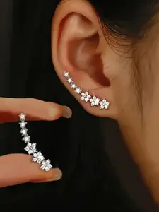 Elegant Rhinestone Decorated Earrings, Fashionable Earrings for Women & Girls, Trendy All-match & Exquisite Jewelry for Birthday Gift, Ear Studs