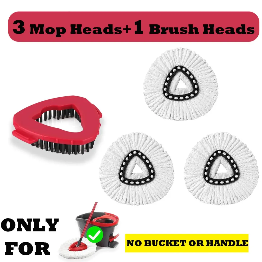 3 Mop Heads+1 Brush Heads