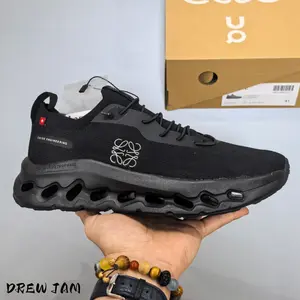 Breathable mesh cloud performance sneakers adopt thin moisture-wicking knit upper, multi-hole hollow segmented shock cushion outsole, elastic quick-lace slip-on system, ultra-light construction effectively eases foot strain during all-day activity