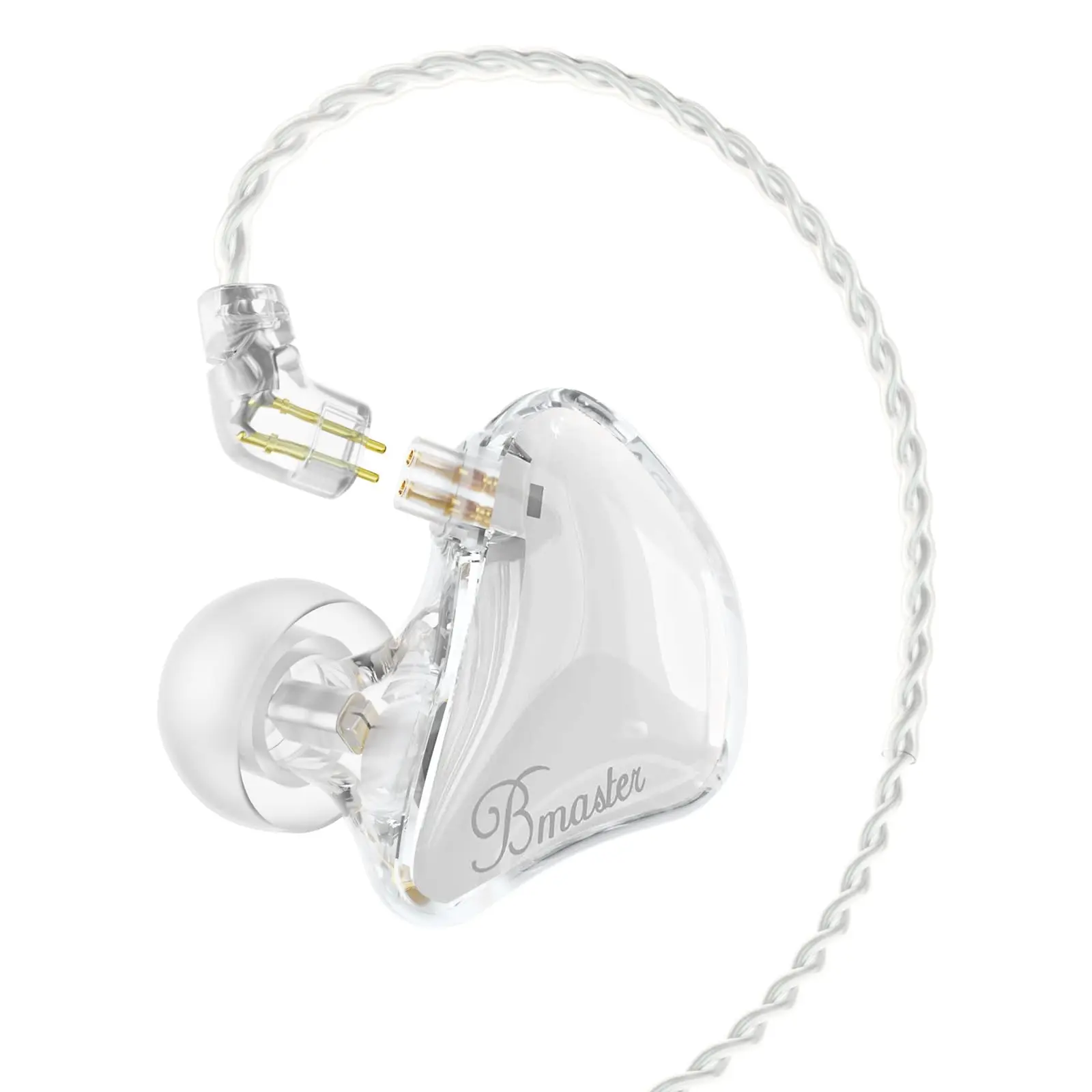 BASN Bmaster 2-Pin Triple Drivers In-Ear Monitor Headset - Hi-Fi Stereo Earbuds with 2 Detachable Cables, 3.5 mm Jack for Stage Singers, Cellphones (White)