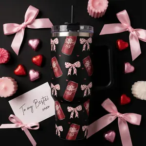 Dr Pepper Tumbler, 40oz With Handle Tumbler, Paint Drip Design, Christmas Gift, 40oz Stainless Steel Tumbler, Glitter Design, Perfect Gift For Pepper