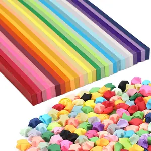 Origami Paper Assortment Color  Paper Strips Double Sided Origami Stars Papers Strips Solid Color Paper Stars Lucky  Decoration Papers Stars Strips Diy Hand Art Crafts