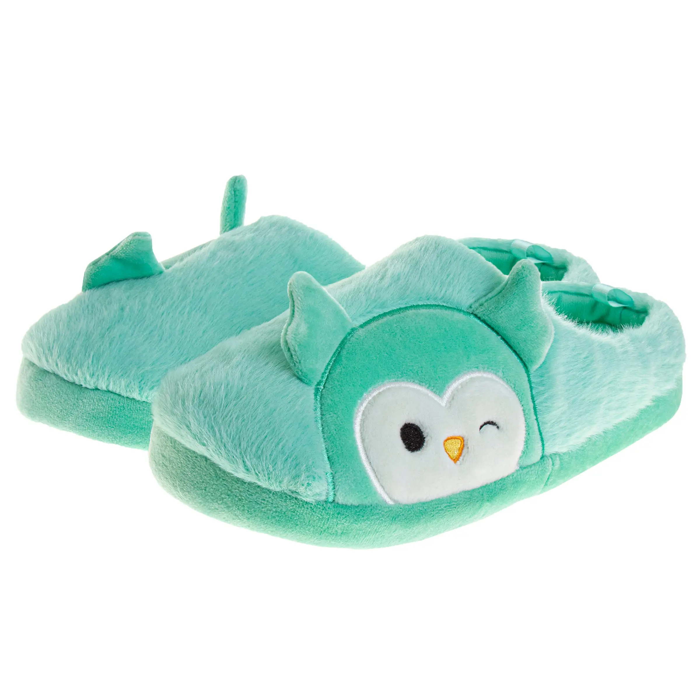 Squishmallows Winston the Owl Girls' Loungewear Slippers - Owl Print, Casual Wear, Round Toe, Flat Sole, Lightweight, Soft Fabric, Silicon Dots, for Play, 7+ Years (8-9 Years, Size 11-12), Child-Sized Slippers, Closed Toe, Fan Favorite Characters, Officia