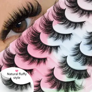 10 Pairs Natural Style Squirrel Fur Strip Lashes, Soft Long Tail Eyelashes, Natural Extension, Durable Fake Eyelashes, Strip Lashes, Eyelash Extensions