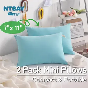 NTBAY 2 Pack Tiny Pillows, Down Alternative 7"x11" Microfiber Mini Pillow for Travel, Pets, Soft Machine Washable Small Pillows for Neck, Wrist, Lumbar and Knee