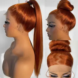 360  Lace Front Wig Pre Plucked Glueless Straight Lace Front Wig 180 Density Long Straight Yaki Synthetic HD Lace Front Wig 32inch