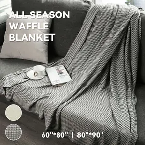 PEACE NEST Waffle Blanket Soft Lightweight Breathable Cotton Throw for Bed & Couch All Season Cozy Bedding Essential