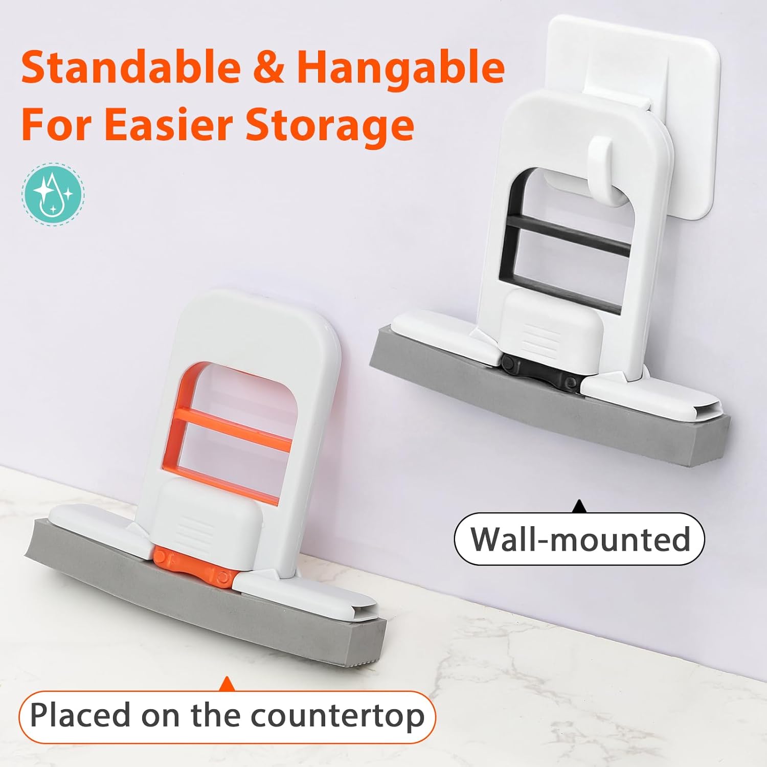 Lazy Cleaning Must Haves: 2026 Mini Mop Upgrade Self Squeezing Portable Floor Cleaner for Small Spaces Bathroom Kitchen Tile Glass, Wet Dry Use Orange, Lightweight Compact Space Saver That Can Stand or Hang