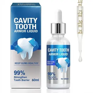 Cavity Tooth Armor Liquid 60ml - 100% Herbal Teeth Repair Serum with Propolis & Tea Tree Oil for Tooth Sensitivity Relief & Gum Health Protection - Brush, Oral