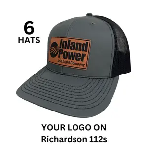 6 Pack of Custom Richardson 112 Snapback Hats - Laser Engraved Leather Patch - Business Swag - Brand Merch -