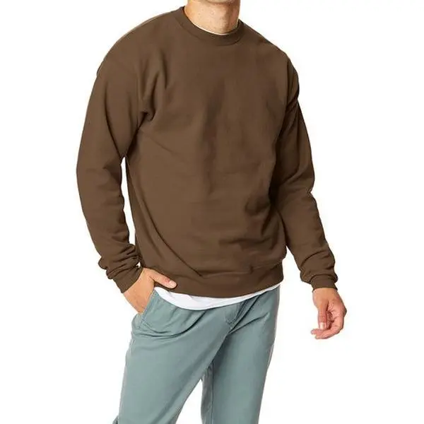 Hanes P1607 EcoSmart Fleece Crewneck Sweatshirt - Unisex Menswear Uniform Apparel, 7.8 oz Soft Plain Cotton-Polyester Casual Fabric, Round Neck Long-Sleeve, Low Pill Fitted Ribbed Waist, Eco-Friendly Durable Customizable Top, Charcoal Heather Sizes