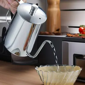 Stainless Steel Coffee Maker, Long Spout Pour-Over Kettle, Fine Mouth Drip Gooseneck Pot, Kitchen & Home Use, Holiday Gift Idea