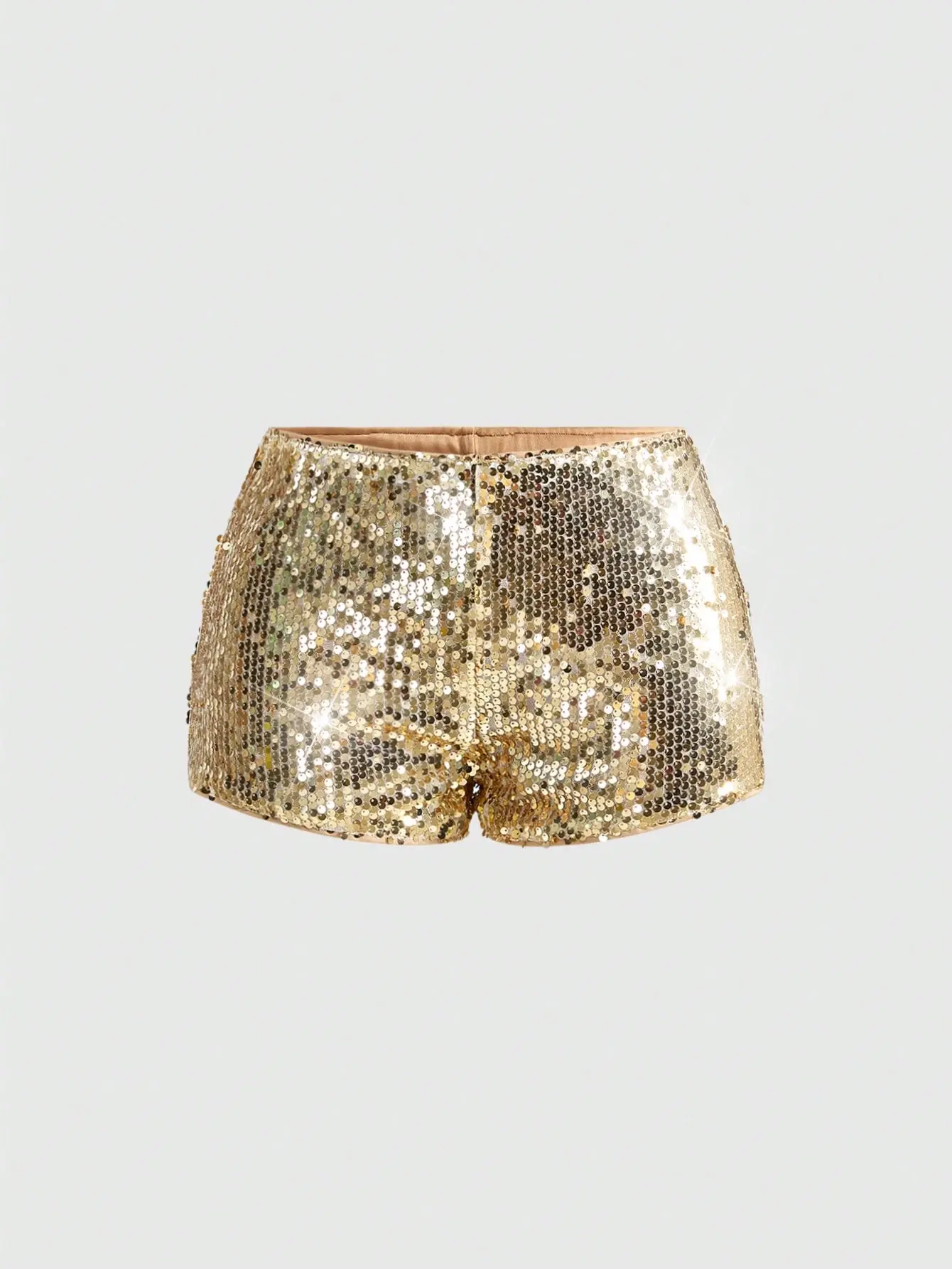LOVEIU Golden Glitter Sequin Mini Shorts Women Sexy Low Waist Stretchy Clubwear Carnival Party Luxy Festival Outfit