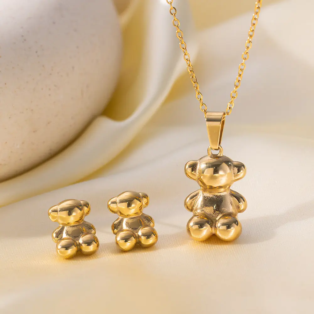 Unisex Tous Casual Simple Style Commute Jewelry Set - Waterproof, Non-Tarnish, with Chain Necklace for Daily Wear
