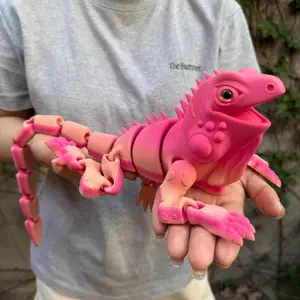 3D Printed Realistic Lizard Multi-Jointed Flexible Moveable Laser Gradient, Lifelike Reptile Figurine, Perfect for Collectors & Decor