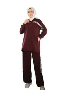 Women’s Sporty Knitted Cotton Training Set – طقم رياضية من القطن، تصميم واسع ومريح للارتداء اليومي Modest Tracksuits