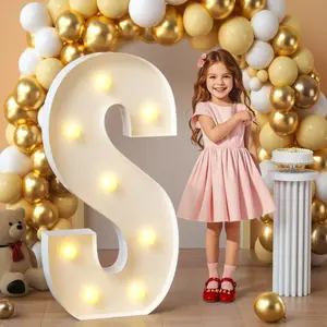 Light Up Letters, 3FT Mosaic Letters with Light for Shower Graduation Party Decor, Large S for Engagement Wedding Party Decorations (Need to Assemble)