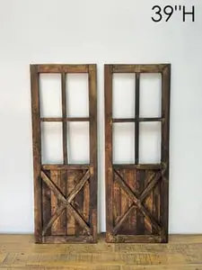 Brown Barn Doors 2pc 39"H Durable Rustic Design for Closet & Pantry Doors Versatile for Residential & Commercial Spaces Classic Finish