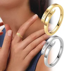 TRUST Ring for Women Inspirational Ring Fashional Stainless Steel Adjustable Religious Faith Rings for Couples Jewelry Gifts