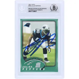 Julius Peppers Carolina Panthers Autographed 2002 Topps #359 Beckett Fanatics Witnessed Authenticated Rookie Card - Fanatics Authentic Certified