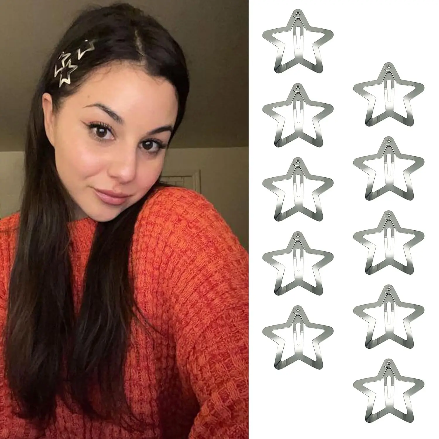 10 count 1.22"  Hair Clips Snap Hair Barrettes Non Slip  Hair Accessories for Girls Women Cute Lovely 2000s Y2K  Metal Hair Clips
