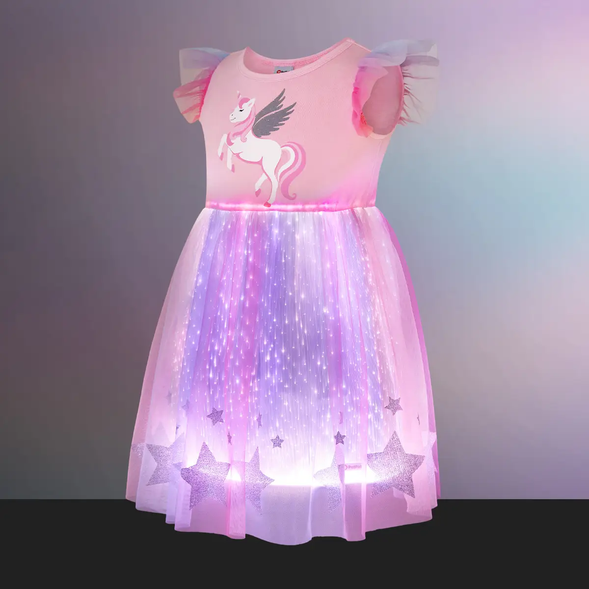 PatPat Go-Glow Unicorn Dress: 100% Safe Glow, Magical Multi-color Lights, Glotech, Machine-washable, for Parties & Celebrations