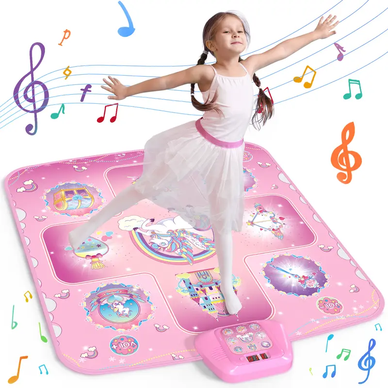 PERRYHOME Dance Mat Frozen Toys Princess for Girls Ages 3-12 - Electronic Dance Pad with 5 Game Modes, LED Lights & Built-in Music, Touch-Sensitive Kids Musical Mat, Christmas Birthday Gift