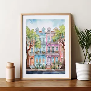 Charleston South Carolina Art Print Rainbow Row Watercolor Travel Illustrations Southern Decor Vacation Gift Ideas