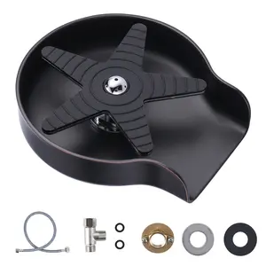 WOWOW Stainless Steel Glass Rinser for Kitchen Sinks-Glass Washer for Sink Oil Rubbed Bronze, 360° Rotating Baby Bottle Washer, Bronze Kitchen Glass Rinser