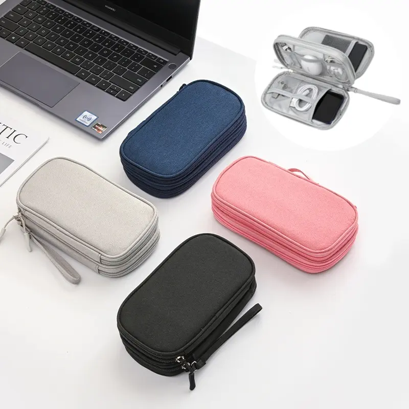 Portable Multi-Compartment Cable Storage Bag, Waterproof Travel Electronics Organizer for Cables, Chargers & Accessories, Compact Pouch for Home, Office & Summer Vacation-MM1