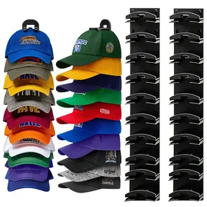 2-Pack Wall-Mounted Baseball Cap Organizer with Strong Adhesive, Durable Multilayer Storage Shelves, Holds 20 Hats, for Closet Door & Bedroom Room Decor, Purse Organizer
