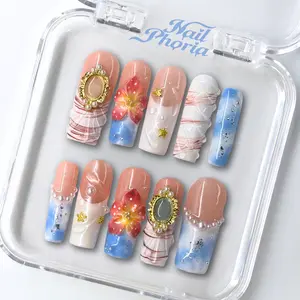 NailPhoria PISCES - Handmade Press-On Nails | Reusable, Salon-Quality, Long-Lasting, Glossy Design