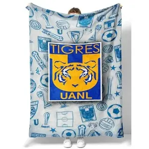 Tigres UANL Super Soft Blanket, Ugly Xmas Futbol Home Decor, Soft Warm Cozy Flannel Throw Blanket, Air-conditioned Room Blanket for Bed Home Office, Mexico Fan Gift, Football Fan Gift