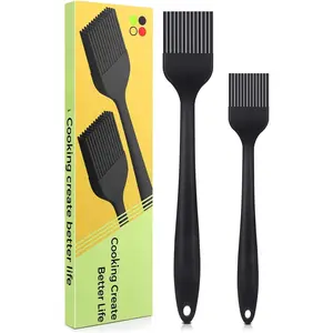 Pastry Basting Brush - 2 count 10 + 8 in Heat Resistant Brush for Baking Cooking ,  Kitchen Brush for Sauce Butter Oil, Stainless Steel Core Design for Barbecue BBQ Grilling
