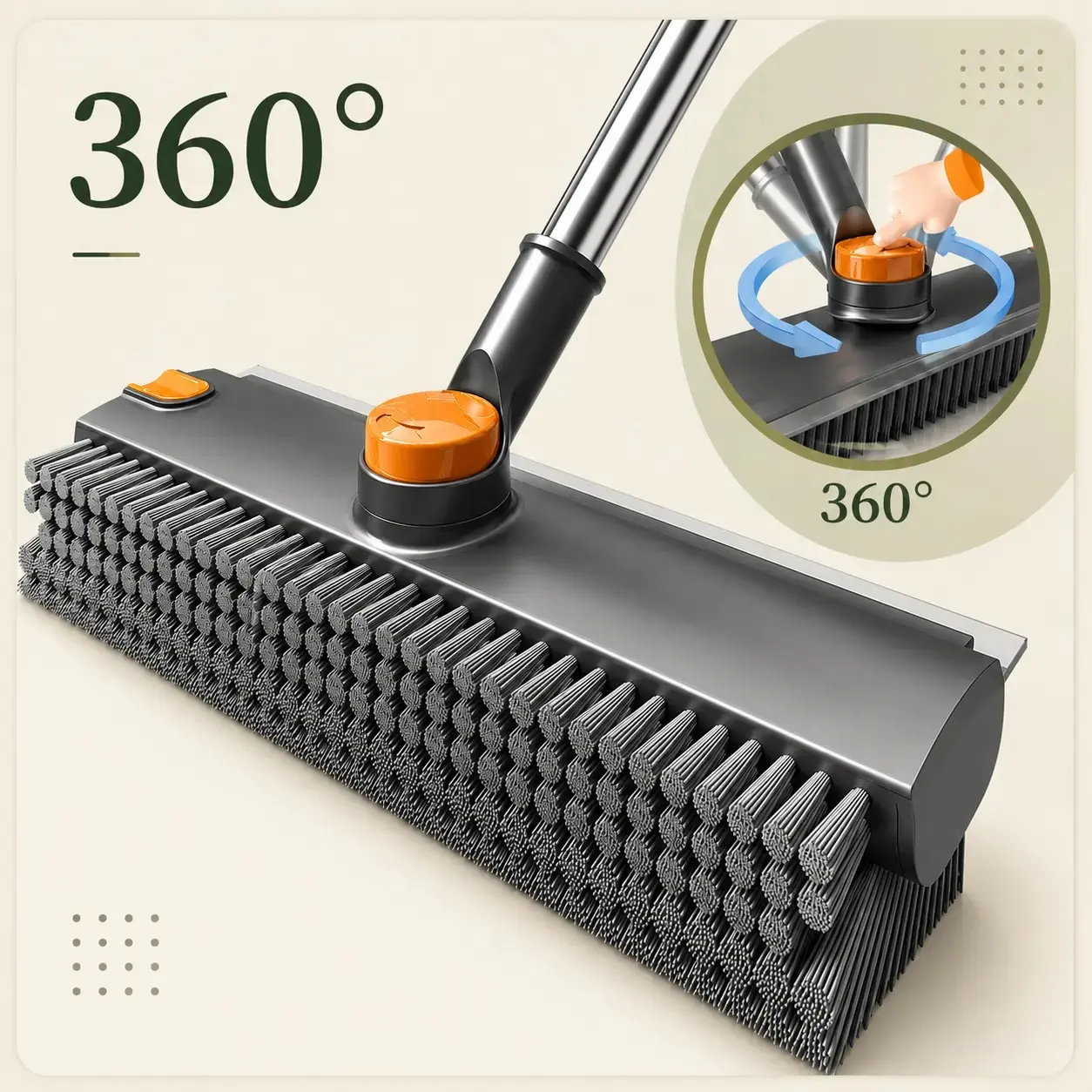 Generic Ergonomic 3 in 1 Rotating Scrub Brush with Adjustable Handle Floor Cleaning Squeegee for Bathtub Tile Patio Garage and Deck
