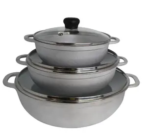 IMUSA 1.5/2.5/5.2qt Cast Aluminum Caldero 3pc Set with Glass Lid - 18/22/28cm