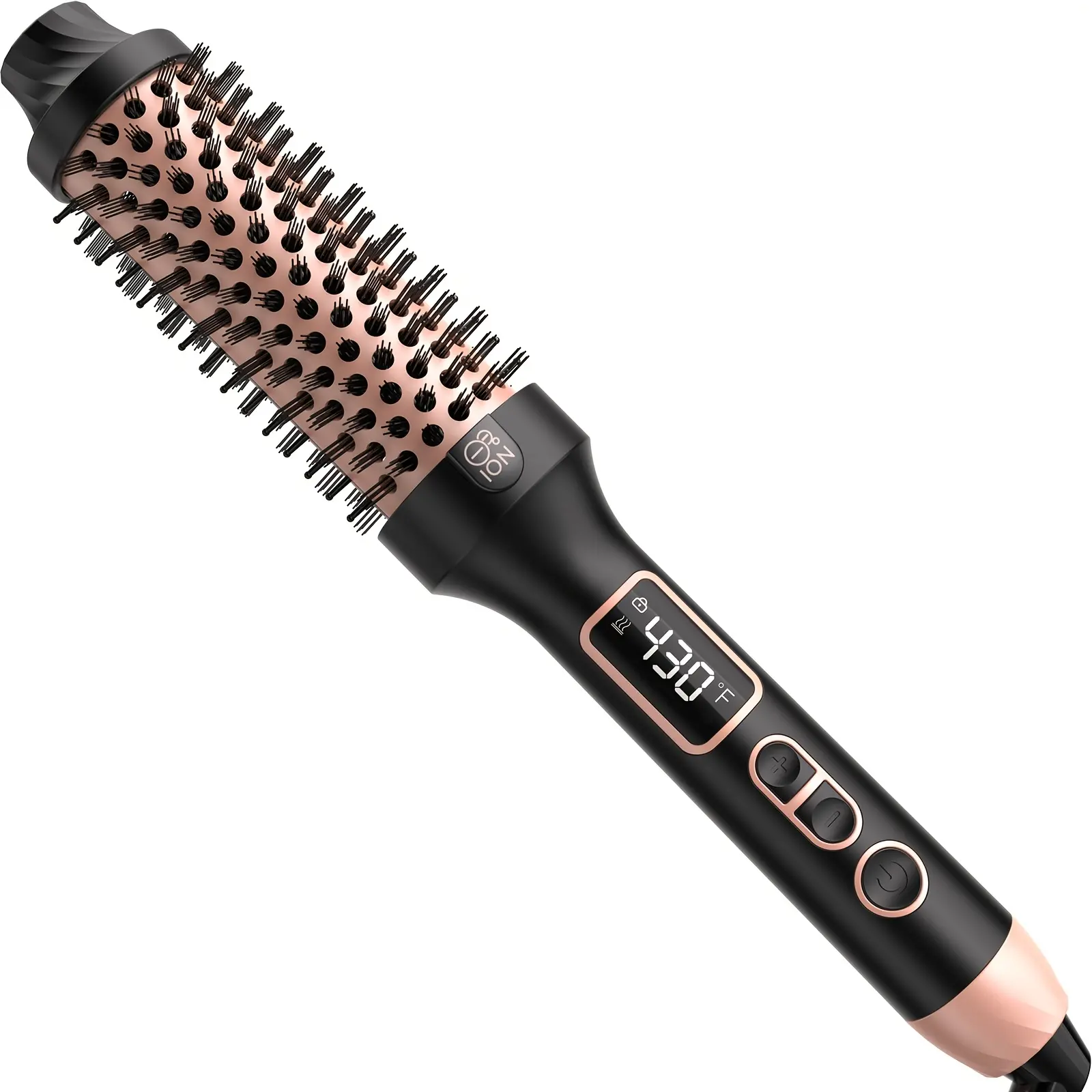 JOYYH Rose Gold 1.5 in Ionizer Hair Dryer Brush - Round Shape Styling Heated Brush for Blowouts, 10-Setting Heat Control, US Plug, Automatic Power-Off Function