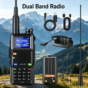 JUCJET UV-5RH 10W Portable VHF Ham Radio Handheld - Upgraded Dual  Amateur Radio, Long Range, USB-C Charging, Water-Resistant Portable Walkie Talkies for Adults (2 Pack Rechargeable) Portable Ham Radio Transceiver outdoorfun Monitor