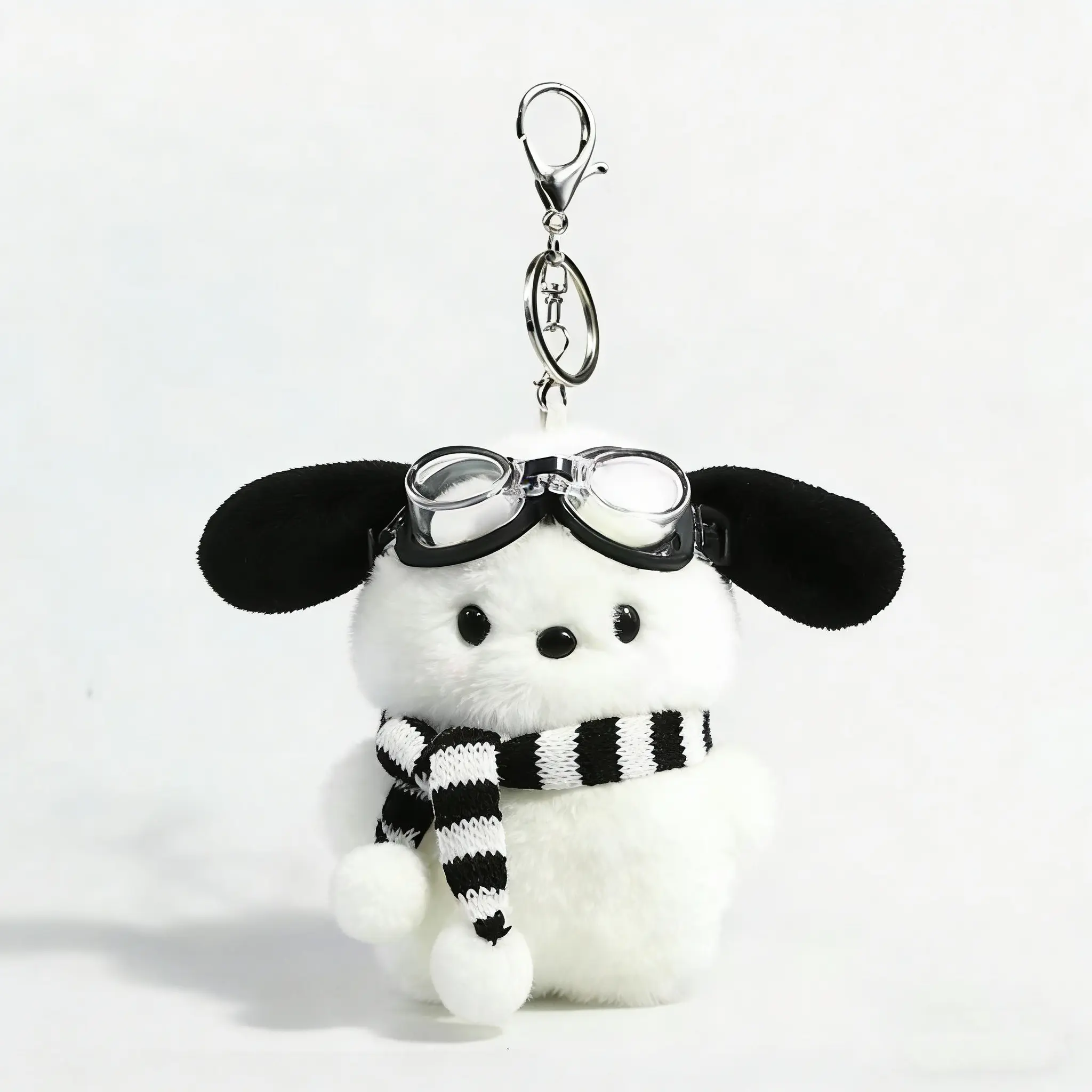 Eared Dog Plush Pendant, Creative Clothing Scarf Glasses Animal Toy, Bag Decoration Gift for Friends, Cute Stuffed Animal Charm, Fuzzy Keychain Accessories, Fluffy Keychain