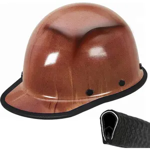 Hard Hat Brim Guard – Impact-Resistant Edge Protector with Steel Core, Full Brim Hard Hat Accessories, Clip-On for Carbon Fiber/Fiberglass Construction Helmets, 36.6in Anti-Skid Strip, Black