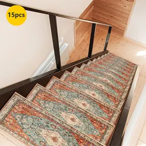 Non-Slip Stair Carpet, Step Protection Carpet, Decorative Bordered Stair Mat, Stair Runner, Modern Runner Rug for Home Decoration & Bedroom Accessories - Suitable for Indoor, Outdoor Stairs & Multiple Scenarios