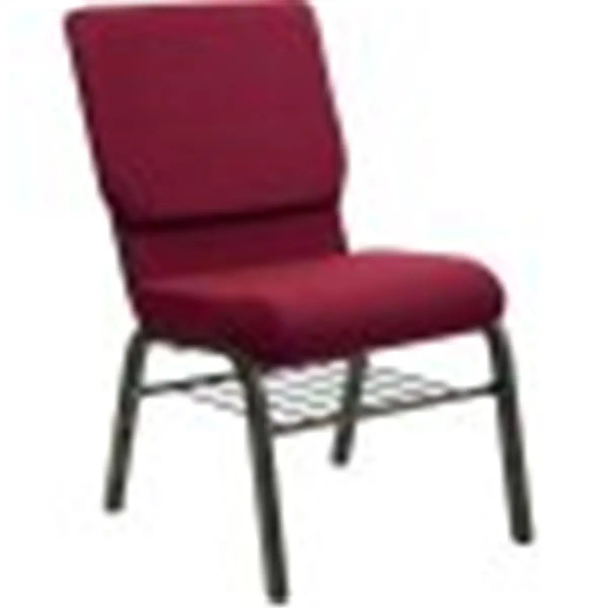 Flash Furniture HERCULES™ Armless Fabric Church Banquet Chair (XU-CH-60096-BY-BAS-GG) - 18.5''W Burgundy, 4.25'' Thick Waterfall Seat, Book Basket, Gold Vein Steel Frame, 600 lb. Capacity, Ganging Clamps, Light Assembly Required