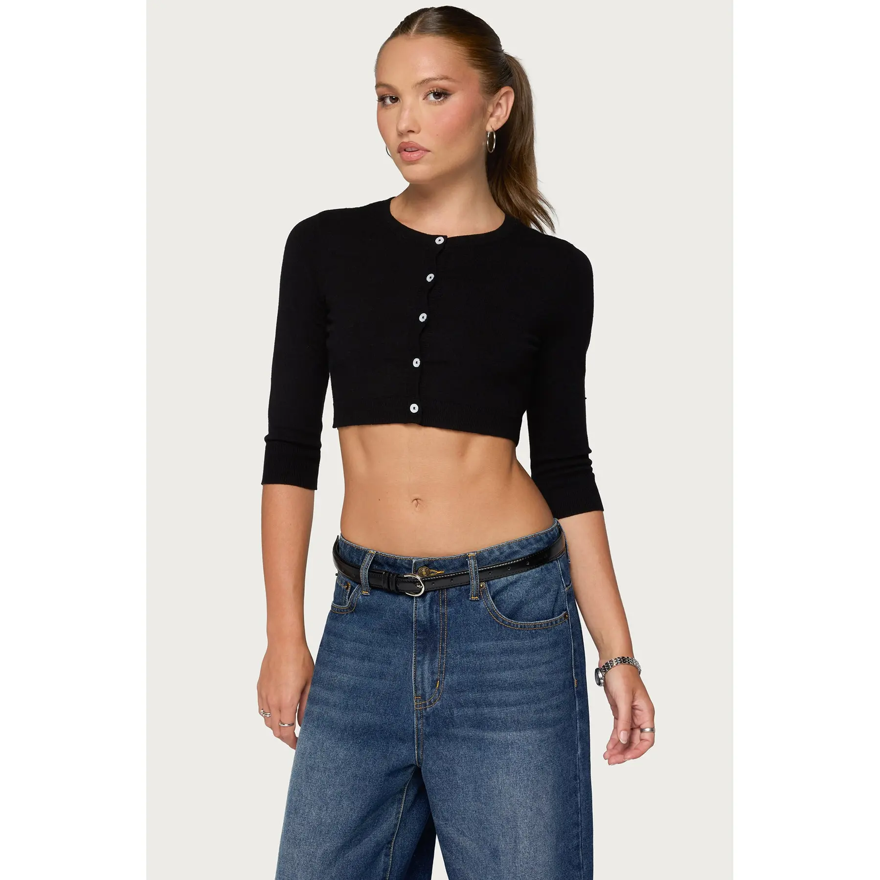 Gilba Button Up Knit Crop Top