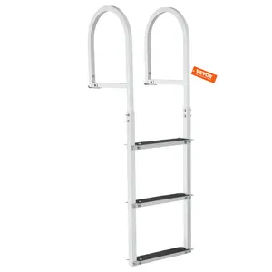 VEVOR Dock Ladder, Removable 3 Steps, 500 lbs Load Capacity, Aluminum Alloy Pontoon Boat Ladder with 3.1'' Wide Step & Nonslip Rubber Mat, Easy to Install for Ship/Lake/Pool/Marine Boarding