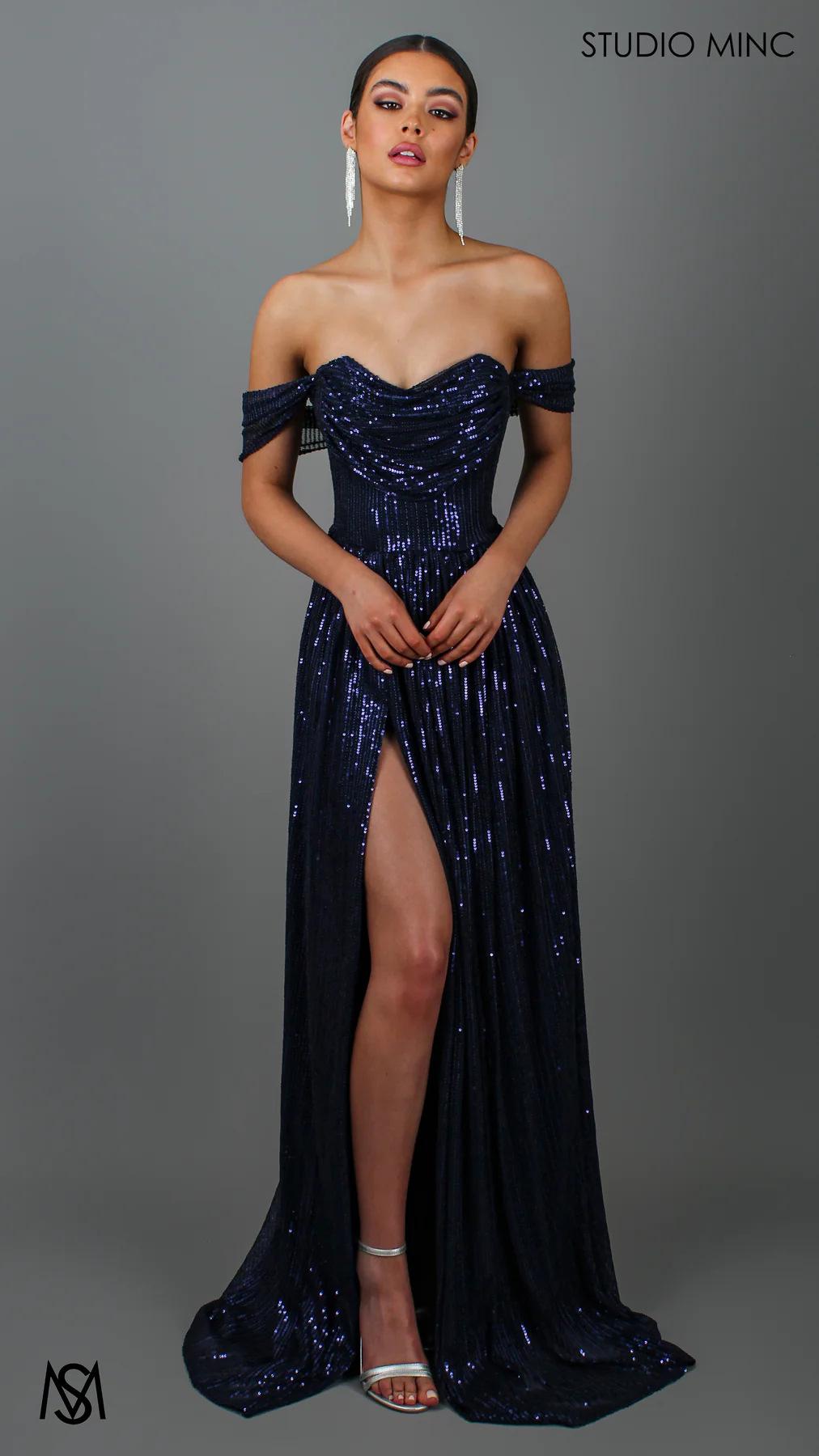Sequin Slit Maxi Ball Gown | Strapless Prom Dress Women