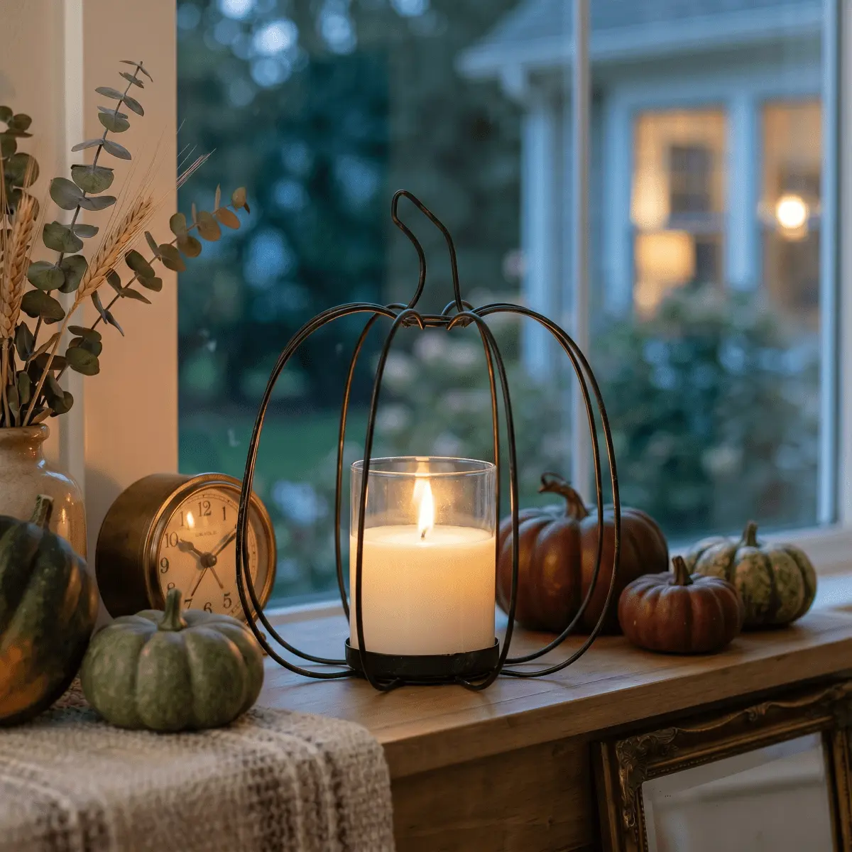 9.75" Metal Pumpkin Candle Holder